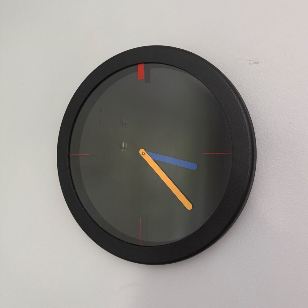 Vintage Post Modern 18" Round Wall Clock Black with Primary Colors Minimalism